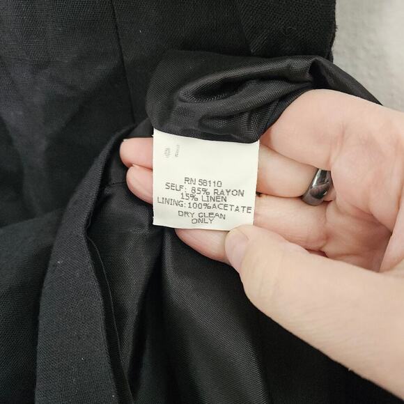 NWT David Meister Linen Blend Black/White Strip Sleeveless Midi Dress Sz 6 Small - Picture 9 of 9